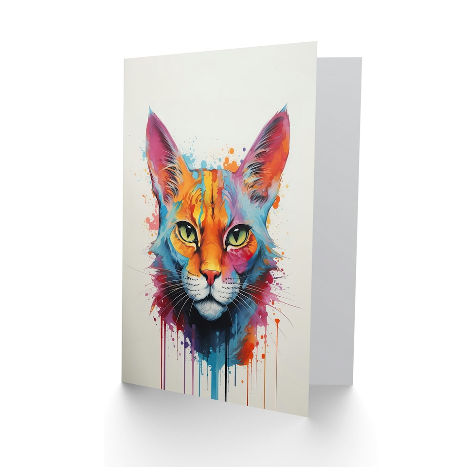 image 1 of Ocicat Lover Pet Portrait Orange Pink Cat Art Card
