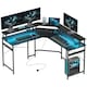 image 1 of HOMCOM L Shaped Desk Corner Computer Desk with Monitor Stand, Black Black