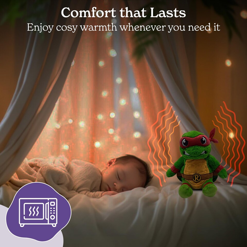 image 1 of Warmies Plush Raphael from Teenage Mutant Ninja Turtles, Microwavable Toy, Weighted Heatable Plushie for Adults and Kids, Stuffed Cuddly Toy, Gently Scented with French Lavender - Red