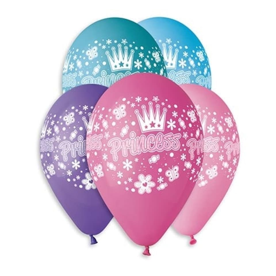 image 1 of Princess Fun Pink, Purple & Blue Latex Balloons 33cm / 13 in - Pack of 6