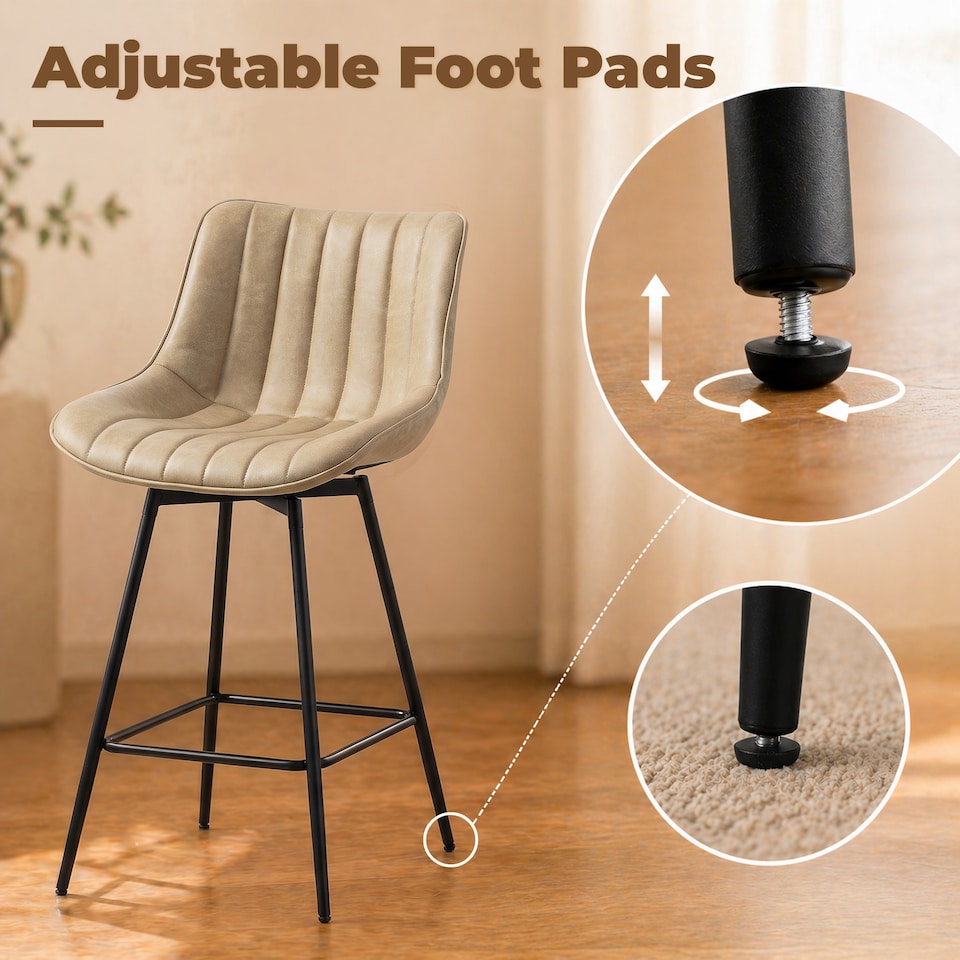 image 1 of HOMCOM Swivel Bar Stools Set of 2, PU Leather Upholstery