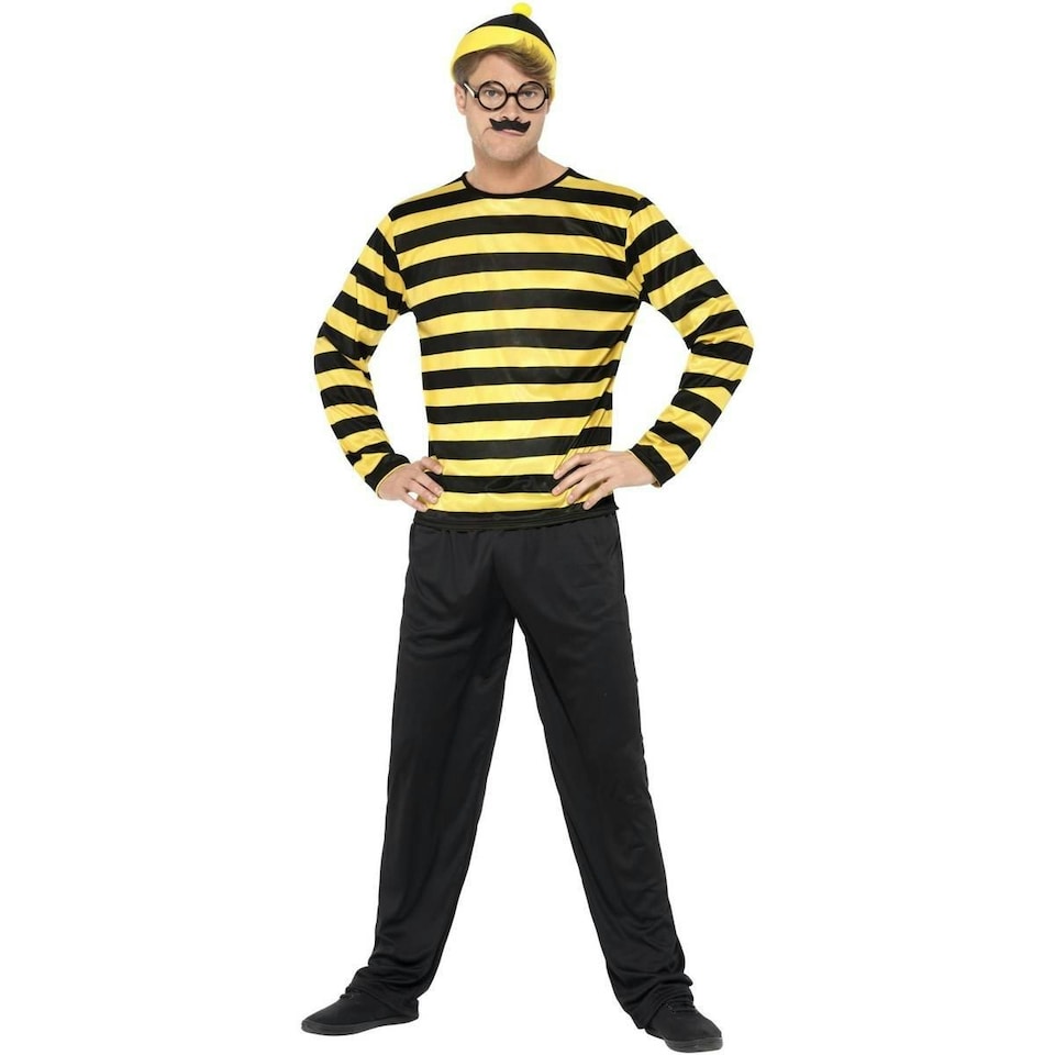 image 1 of Wheres Wally? Mens Odlaw Costume Set - Black/Yellow - M R M