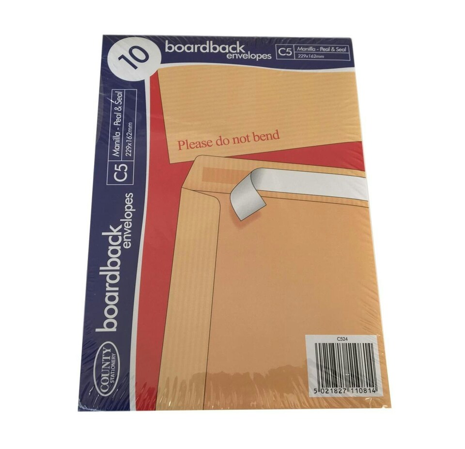 image 1 of Pack of 10 C5 Board Back Envelopes