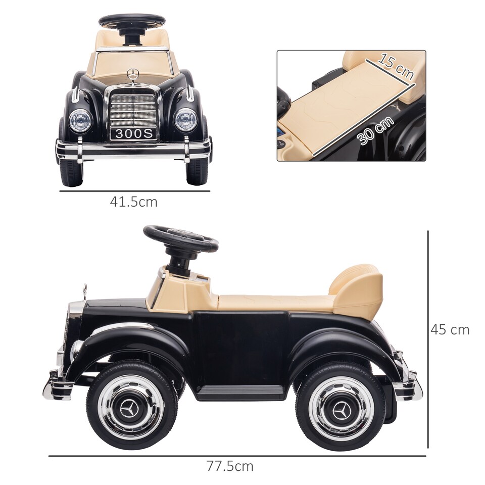 image 1 of AIYAPLAY Ride on Sliding Car Foot to Floor for Kids, Mercedes-Benz 300S Licensed Ride on Toy with Anti-rollover Device, Under Seat Storage for 18-48 Months, Black