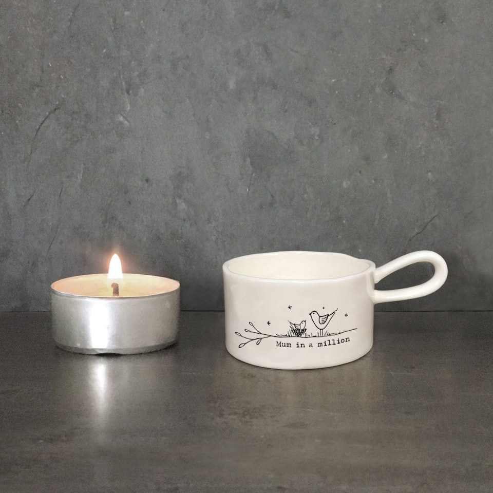 image 1 of East of India Mum in a Million Porcelain Tea Light Holder