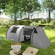 image 2 of Outsunny 3-4 Man Camping Tent, Large Family Tunnel Tent with Bedroom and Living Room, 3000mm Waterproof, Portable with Bag, for Fishing Hiking Festival, Grey | Grey | Grey