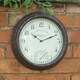 image 3 of Marco Paul 30cm Distressed Wall Clock and Thermometer Brown