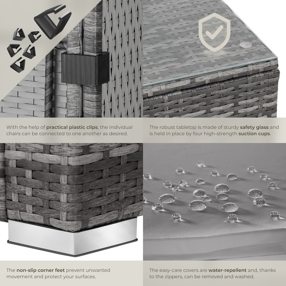 image 1 of Garden Furniture Set Lignano - modular sofa set for 3 to 4 people, coffee table | Grey | grey | 179 x 150 x 65 cm | 1