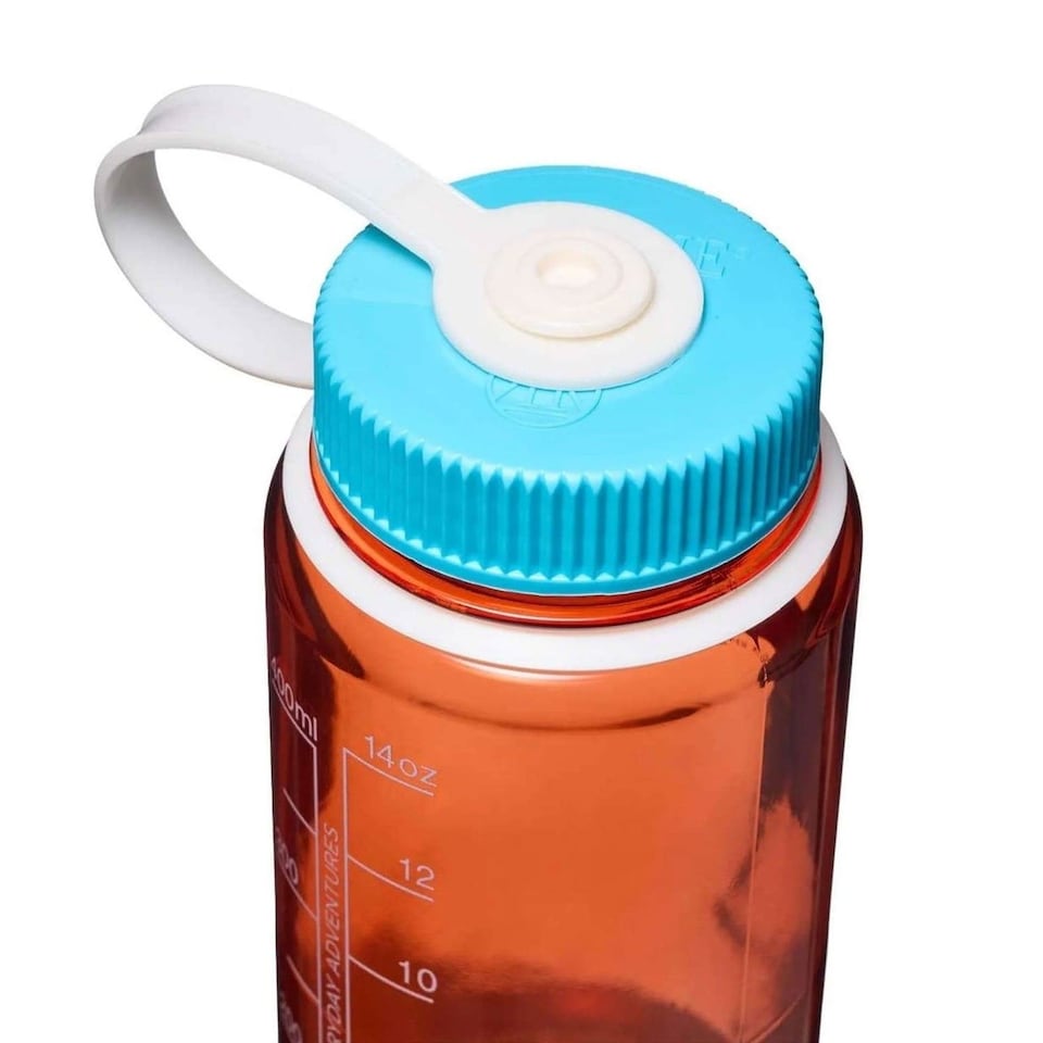 image 1 of Nalgene Wide Mouth 500ml Tritan Renew Water Bottle - Flame - Blue Atoll Cap