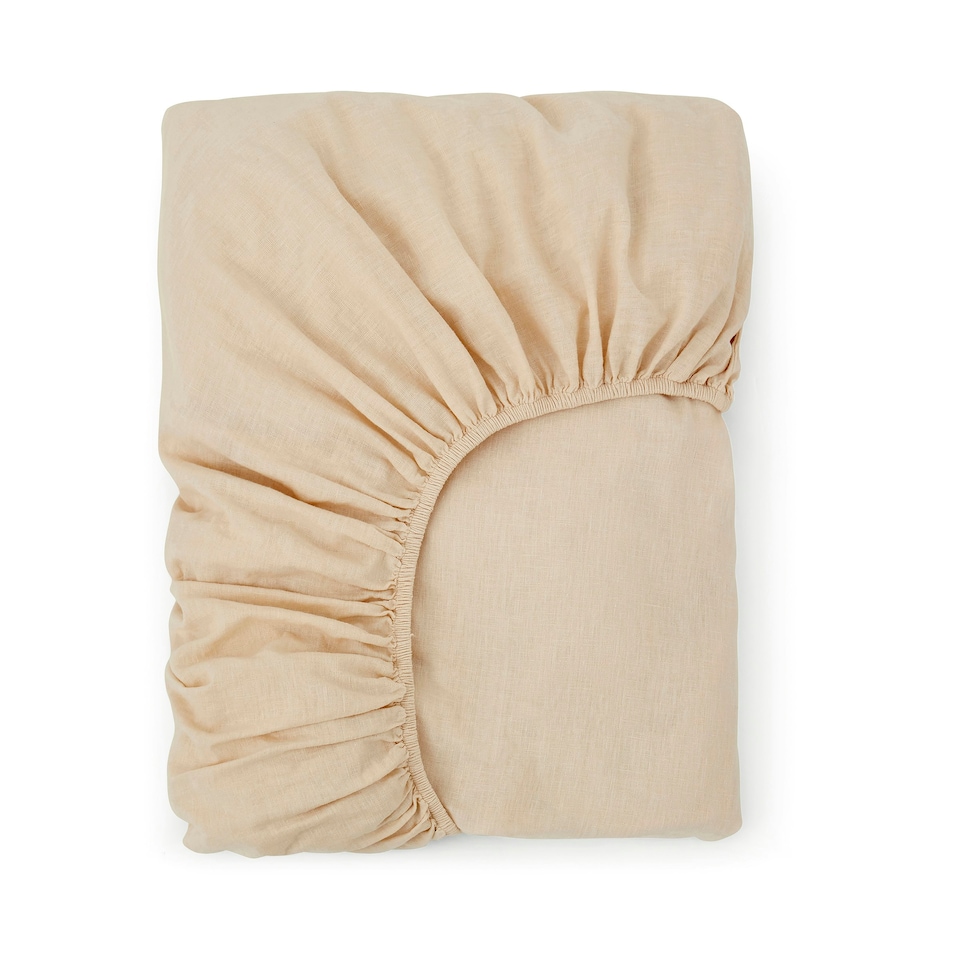 image 1 of Touch Of Linen - Creamy Almond - Fitted Sheet Cream | Creamy Almond | King