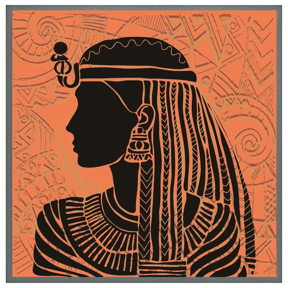 image 1 of Egyptian women on orange (Picture Frame) Brown | Oak | XS
