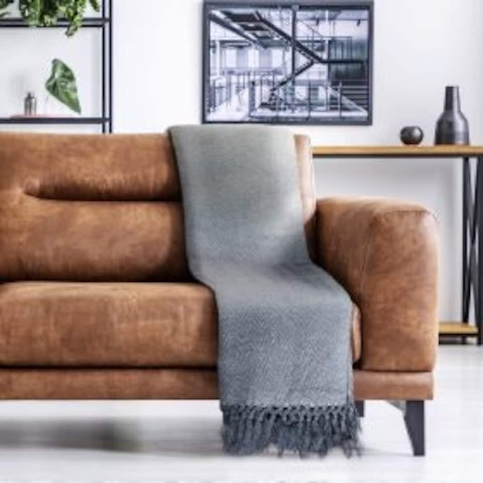 image 1 of Hartley Collection Recycled Cotton Throw in Silver (70" x 100") | Grey | Grey