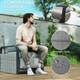 image 5 of Outsunny Rattan Garden Recliner Chair Sun Lounger w/ Side Tray Grey