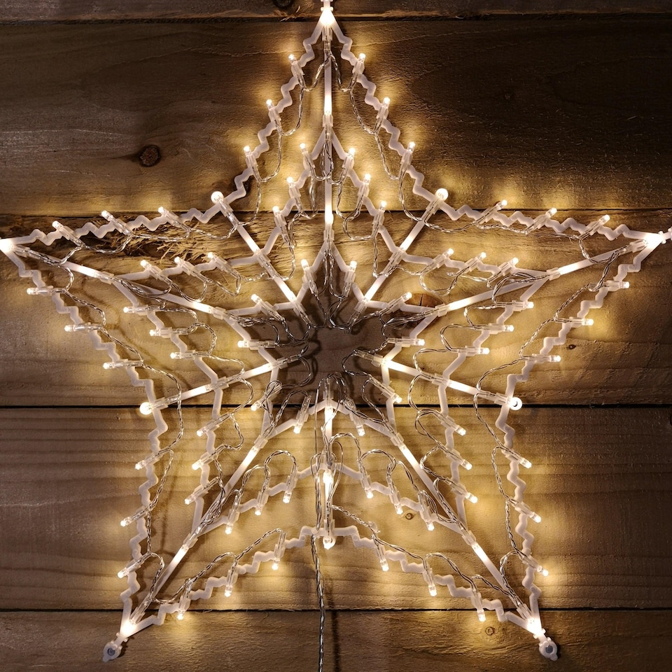 image 1 of 50cm Warm White 100 LED Window Star Light Up Indoor/Outdoor Christmas Decorations