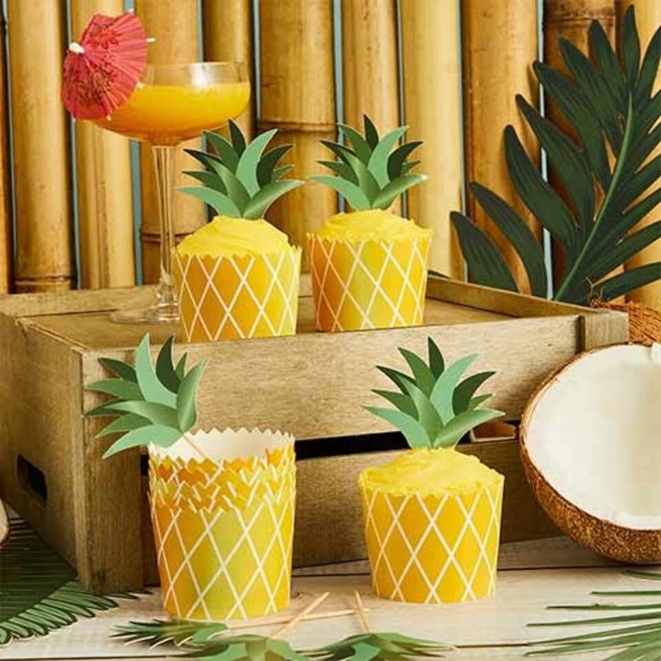 image 1 of Tropical Pineapple Food Pick Cupcake Kit - Pack of 10