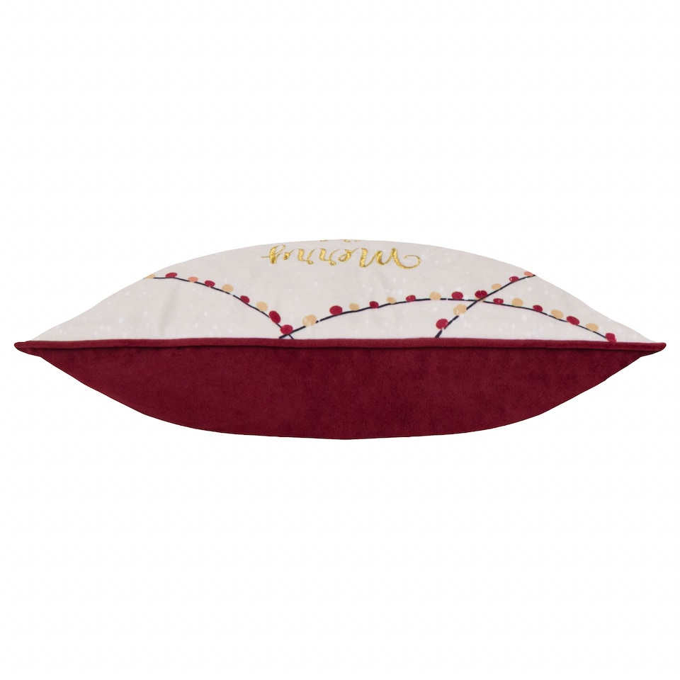image 1 of Furn Joy To All Embroidered Velvet Christmas Cushion