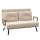 image 1 of HOMCOM 2 Seater Sofa Bed, Click Clack Convertible Bed Settee, Modern Velvet Feel Fabric Sofa Couch with 2 Tufted Cushions, Wood Armrests for Living Room, Bedroom, Guest Room, Beige