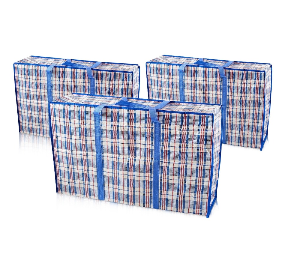 image 1 of S&d, Laundry Zip Bags XXL Heavy Duty Storage Bags Reusable Nylon Large for Moving Clothes Wardrobe Waterproof - 3pcs(Blue)