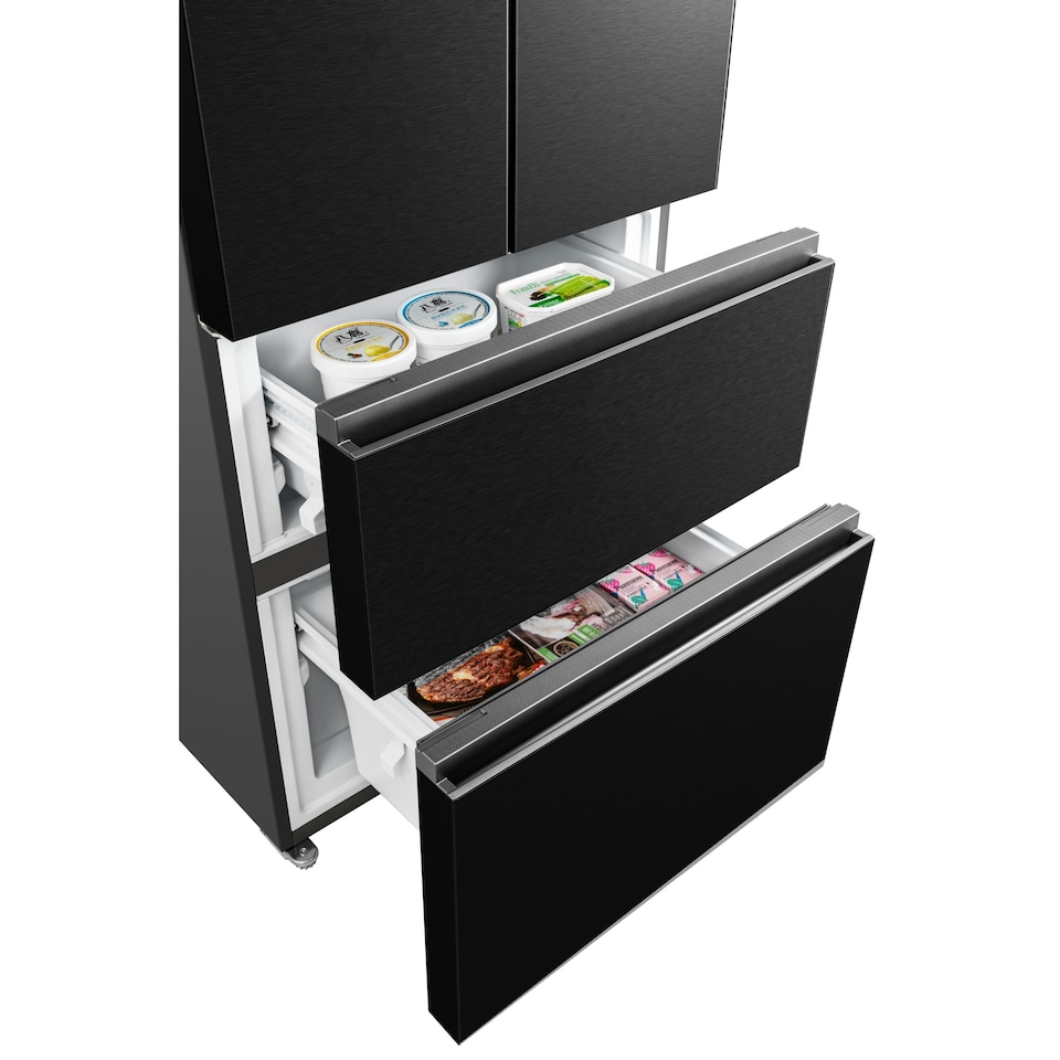 image 1 of HYE 403 Litre Frost Free French Door American Fridge Freezer, 70cm, Black - RF01AMFD403B07
