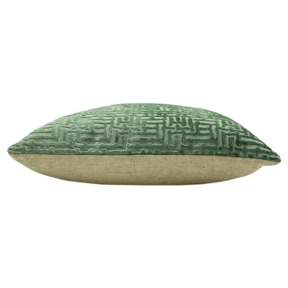 image 1 of Paoletti Delphi Velvet Jacquard Cushion, Mint, 45 x 45cm