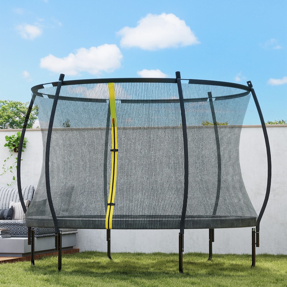 image 1 of SPORTNOW 10ft Trampoline with Enclosure Net and Spring Cover, Black