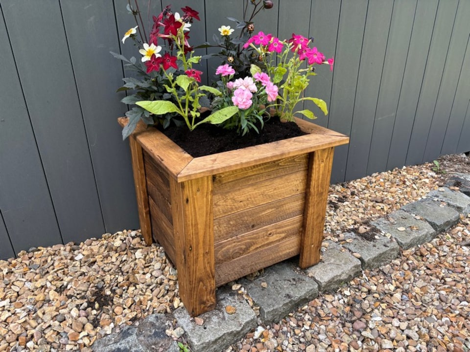 image 1 of Prestbury Raised Square Large Planter - Timber - L47.5 x W47.5 x H42 cm - Minimal Assembly Required | Brown
