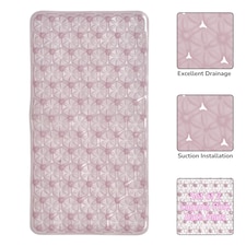 Laguna Anti Slip Pink PVC Bath Mat 68cm x 37cm - 2 Set | Pink | Pink | 2