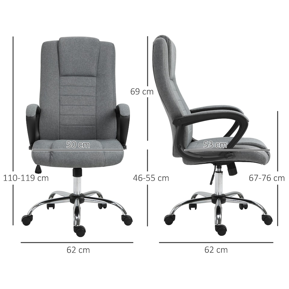 image 1 of Vinsetto Office Chair for Desk, with Height Adjustable, Wheels, Dark Grey