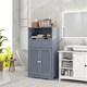 image 2 of kleankin Bathroom Cabinet with Drawers, Bathroom Storage Cabinet with Louvred Doors, Open Compartment and Adjustable Shelf for Washroom, Grey