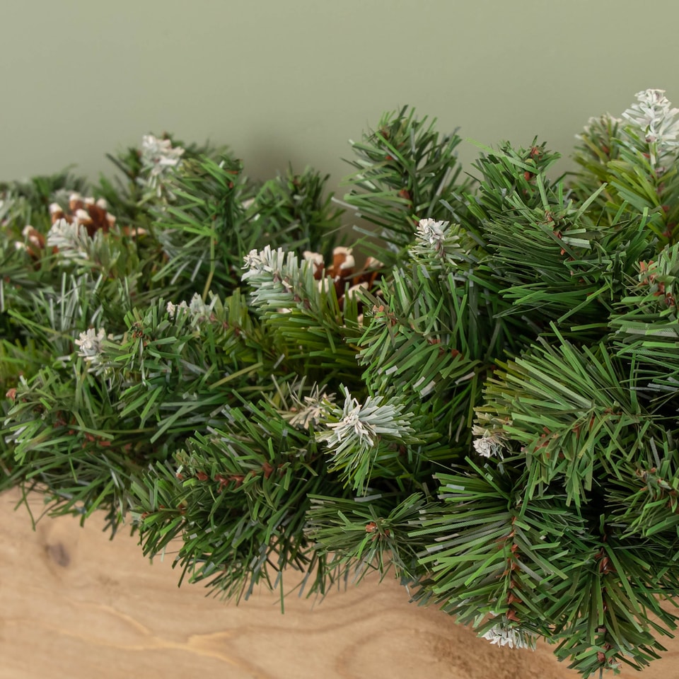 image 1 of 90cm Snow King Fir Christmas Swag Garland with Pine Cones & Snow Tips