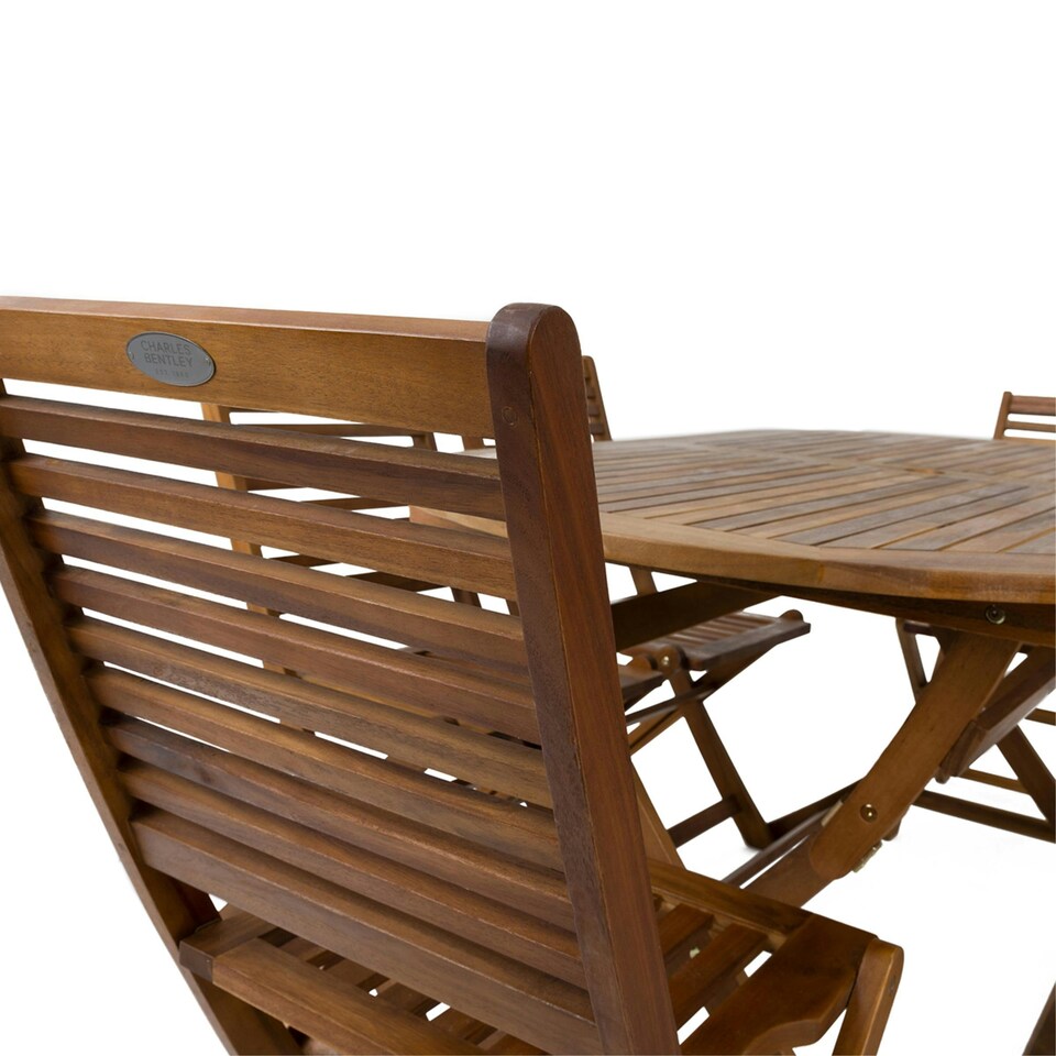 image 1 of Charles Bentley FSC Acacia Wooden Furniture Patio Oval Table & 6 Chairs (7 Pc)