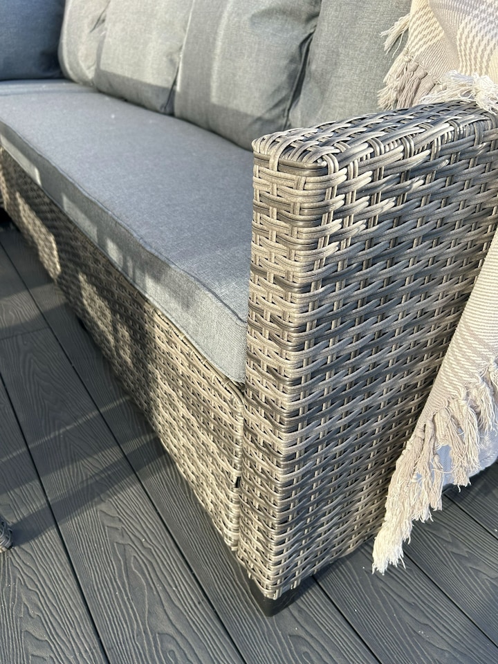 image 1 of York 8 Seat Mixed Grey Rattan Corner Sofa Dining Set