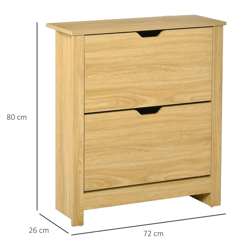 image 1 of HOMCOM 12-Shoe Storage Cabinet 4 Shelves 2 Drawers Modern Brown
