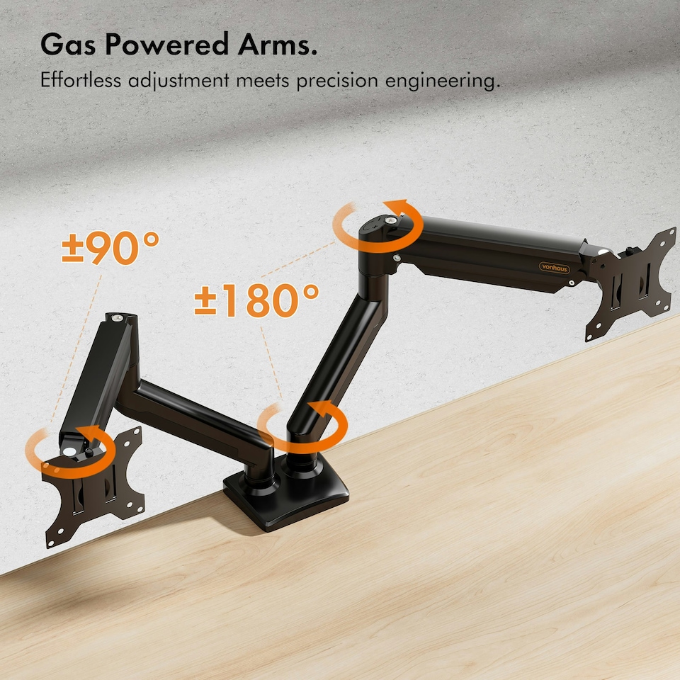 image 1 of VonHaus Gas Powered Dual Monitor Stand for 10-32" Screens