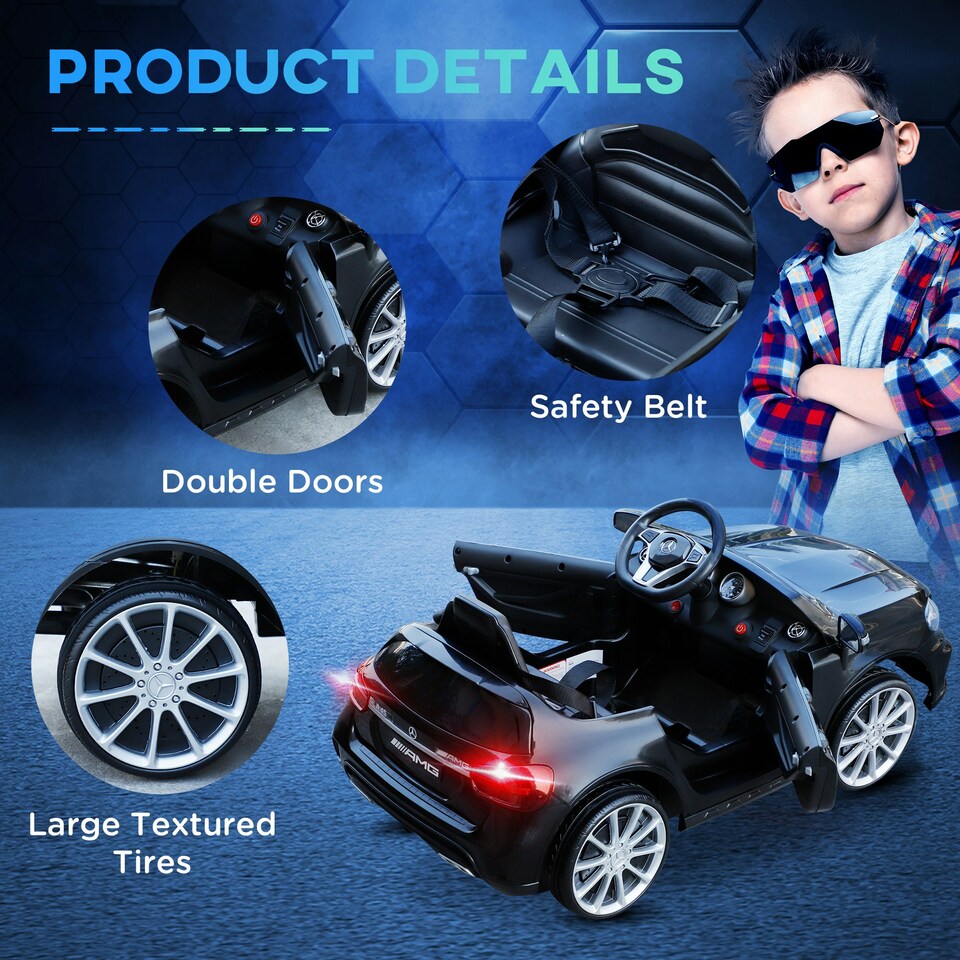 image 1 of HOMCOM 6V Licensed Mercedes Benz Kids Ride On Car W/ Remote Light Music Black