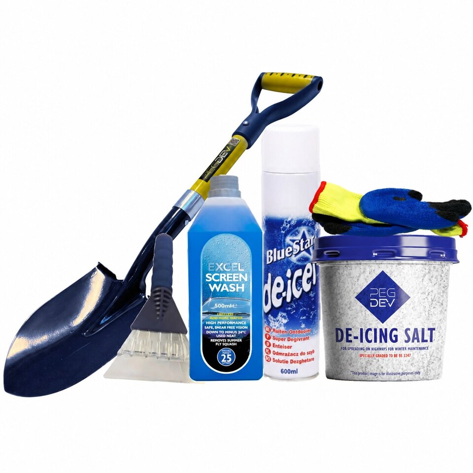 image 1 of Pegdev Deluxe Emergency Winter Car Kit with Micro Shovel for Snow and Ice Removal.