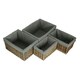 image 2 of Antique Wash Grey Cotton Grey Lined Willow Storage Baskets Set of 4 Grey