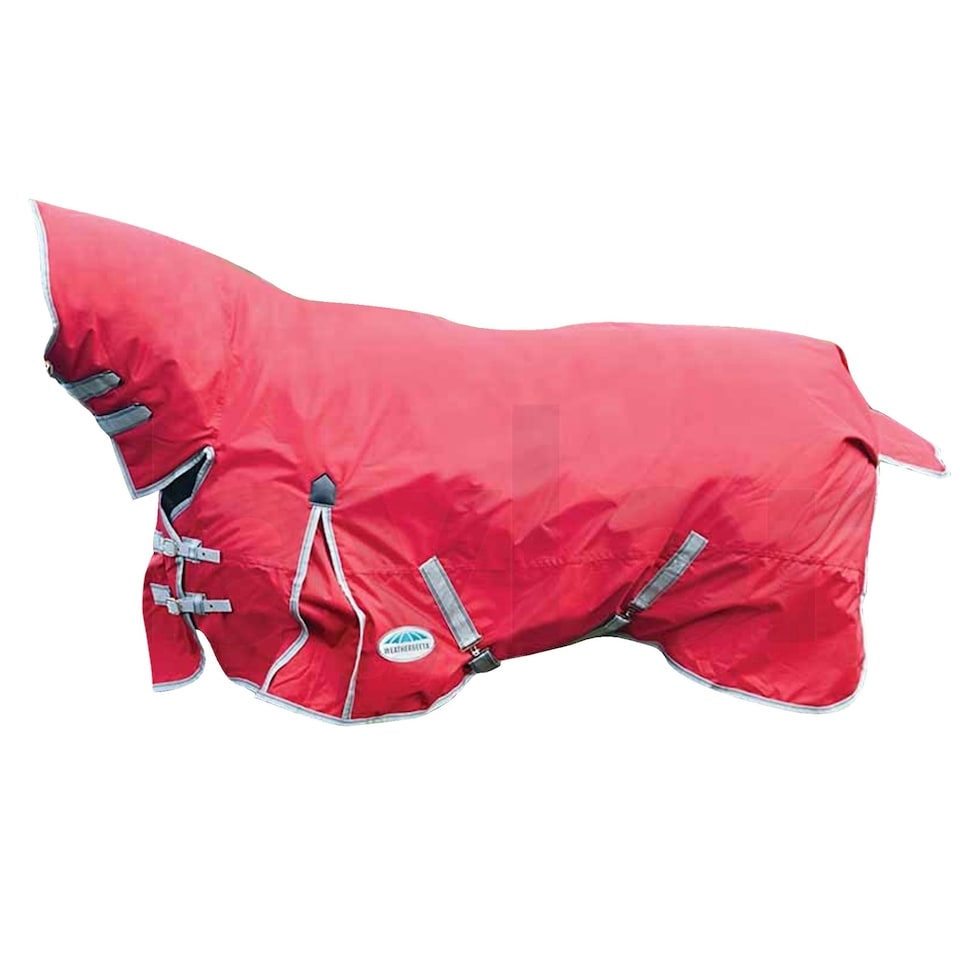 image 1 of Weatherbeeta Comfitec Lite Classic Combo Neck Turnout Rug - Red/Silver/Navy - 4 ft