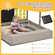 image 3 of Outsunny Kids Wooden Sandpit, Sandbox w Canopy, Seats, for Gardens - Grey
