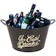 image 1 of Large Black Metal Champagne, Wine, Beer, Drinks Bucket with Design & Handles