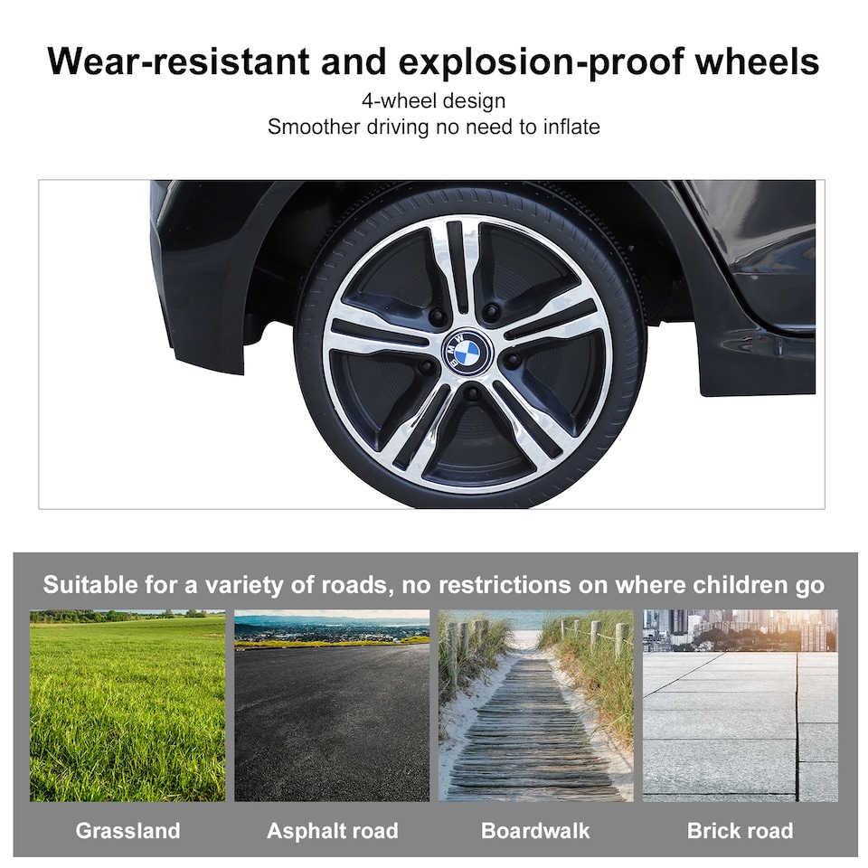 image 1 of HOMCOM BMW 6GT Licensed Electric Car for Kids, 6V Battery Powered Kids' Electric Ride-on with Remote Control, LED Headlights, Music, for 3-6 Years Old