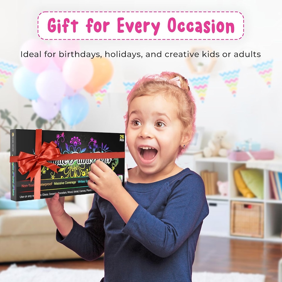 image 1 of Desire Deluxe Acrylic Paint Pens for Rock Painting, Stone, Ceramic, Glass, Wood, Canvas – Set of 26 Non Toxic Water Based Markers - Great Artists Painting Supplies