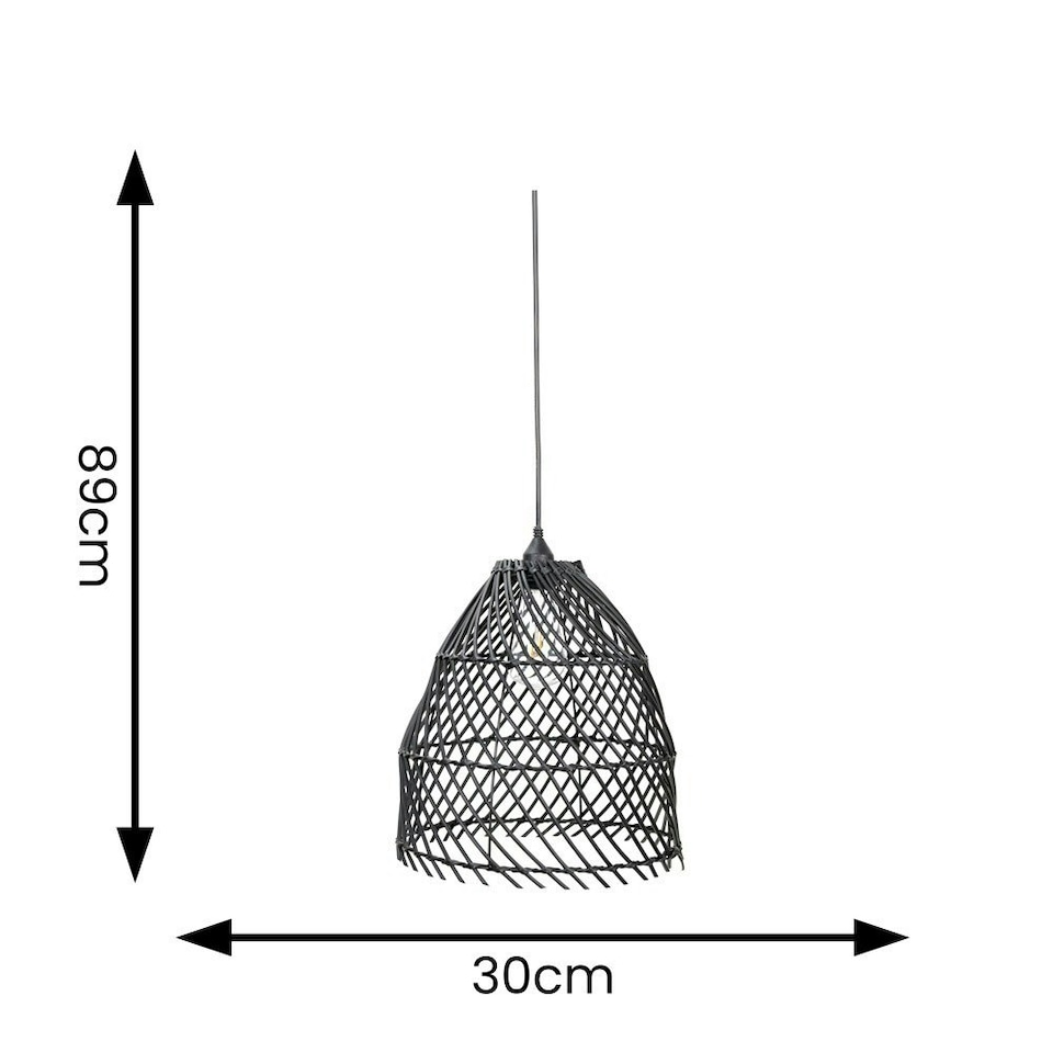 image 1 of ValueLights Battery Operated Outdoor Black Rattan Hanging Pendant Garden Pergola Light