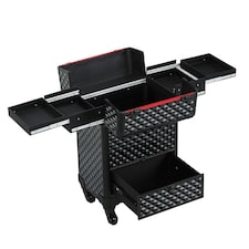 Yaheetech Multitier Cosmetics Case Aluminum Black | Black