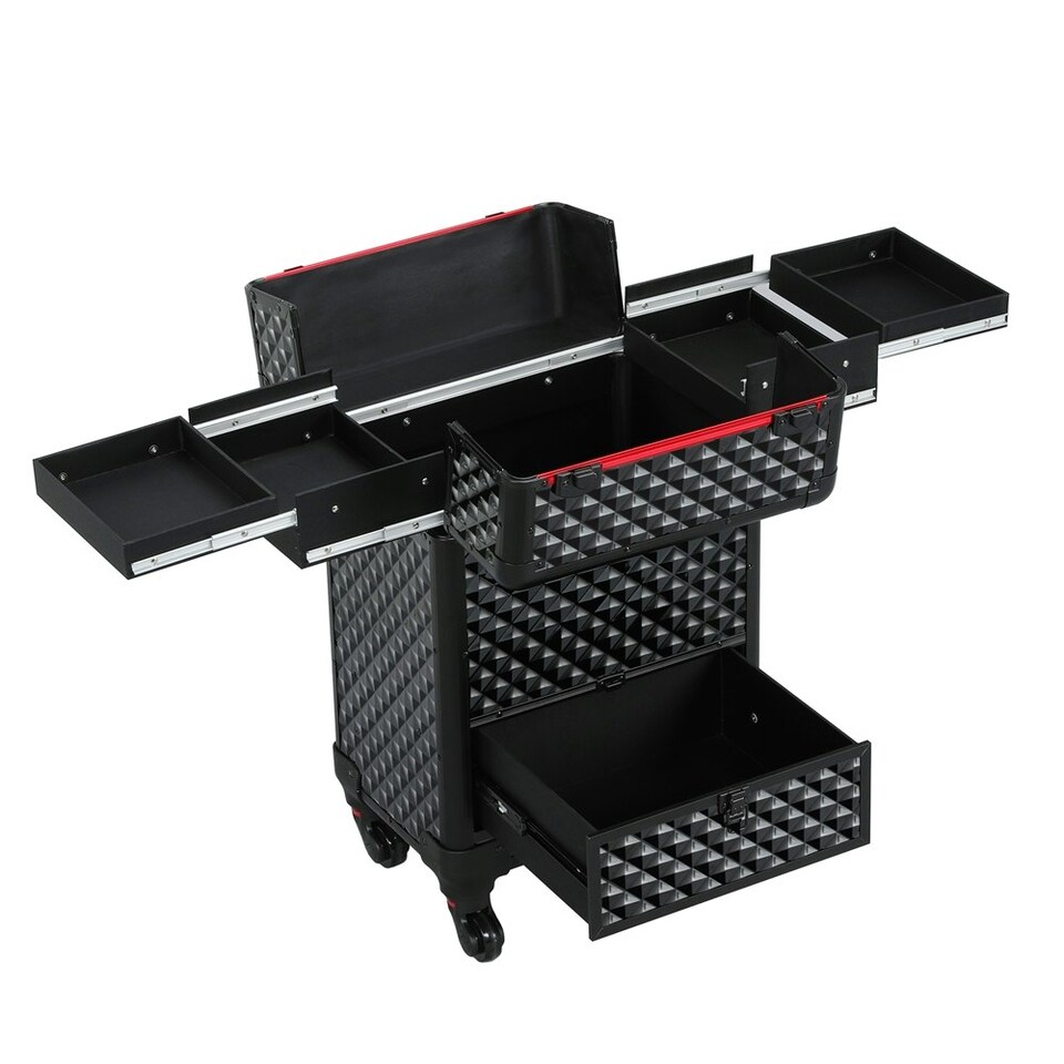 image 1 of Yaheetech Multitier Cosmetics Case Aluminum Black | Black