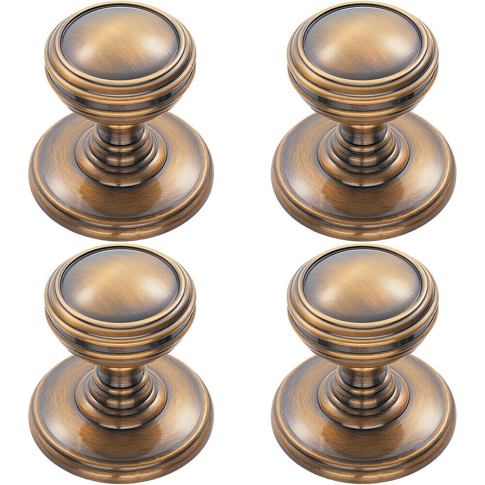 Loops 4x Ringed Tiered Cupboard Door Knob 25mm Diameter Bronze Cabinet Handle