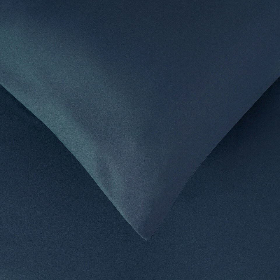 image 1 of OHS Plain Soft Microfibre Duvet Cover and Pillowcase Set, King - Denim Blue
