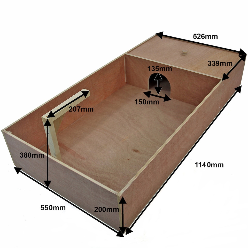 image 1 of Actiaspet - Tortoise & Small Pet Wooden House with Run & Lamp Arm (Wood, 1140 x 550 x 200mm)