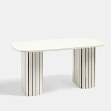 OHS Ribbed Curved Home Furniture Living Room Decor Coffee Table Cream