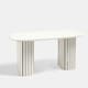 image 1 of OHS Ribbed Curved Home Furniture Living Room Decor Coffee Table Cream